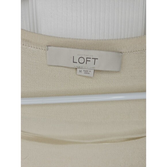 COPY - Ann Taylor LOFT Cardigan Tan Women's M Medium Cream Open Front Sweater D… - Picture 2 of 3